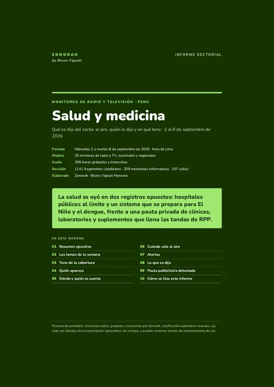 Portada del informe Salud y medicina