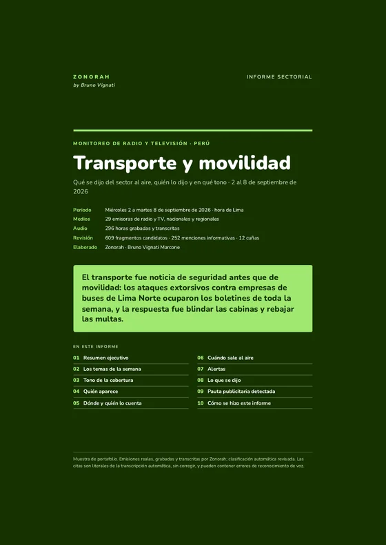 Portada del informe Transporte y movilidad